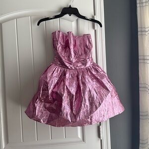 pink mini strapless dress